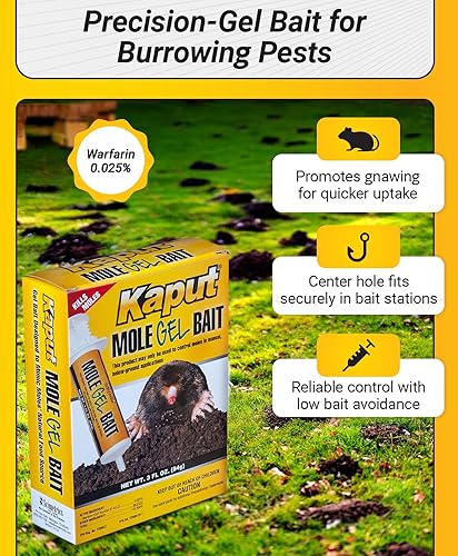 Miniatura 3 de Kaput Gel de cebo para topos, listo para usar, mata lunares de warfarina para césped para control de roedores, inyección directa de túnel,