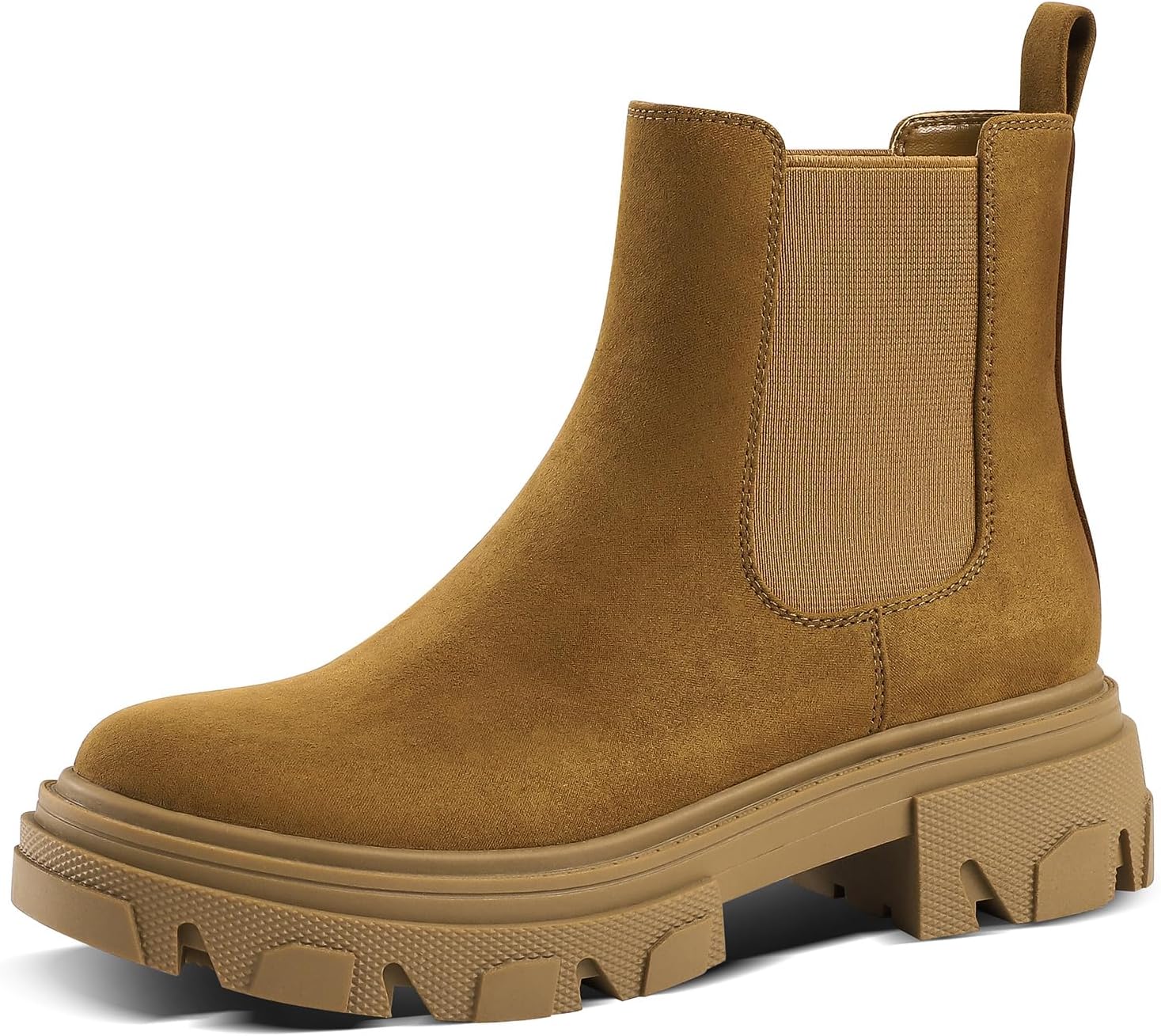 PIZZ ANNU Women’s Dani Platform Chelsea Boots Fashion Lug Sole Combat Chunky Block Heel Slip on Elastic Gore Ankle Booties Shoes