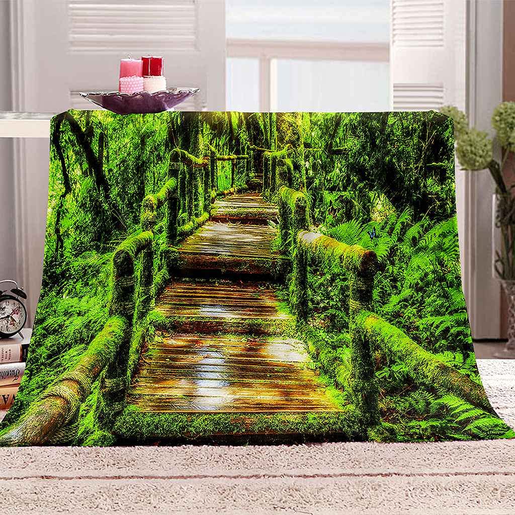 Couverture flanelle pont vert contre le froid sur le canapé