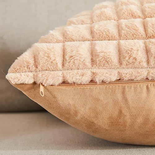 Miniatura 3 de Juego de 2 fundas de almohada de felpa de piel sintética de 12 x 20 pulgadas, fundas de almohada cuadradas decorativas suaves y acogedoras para