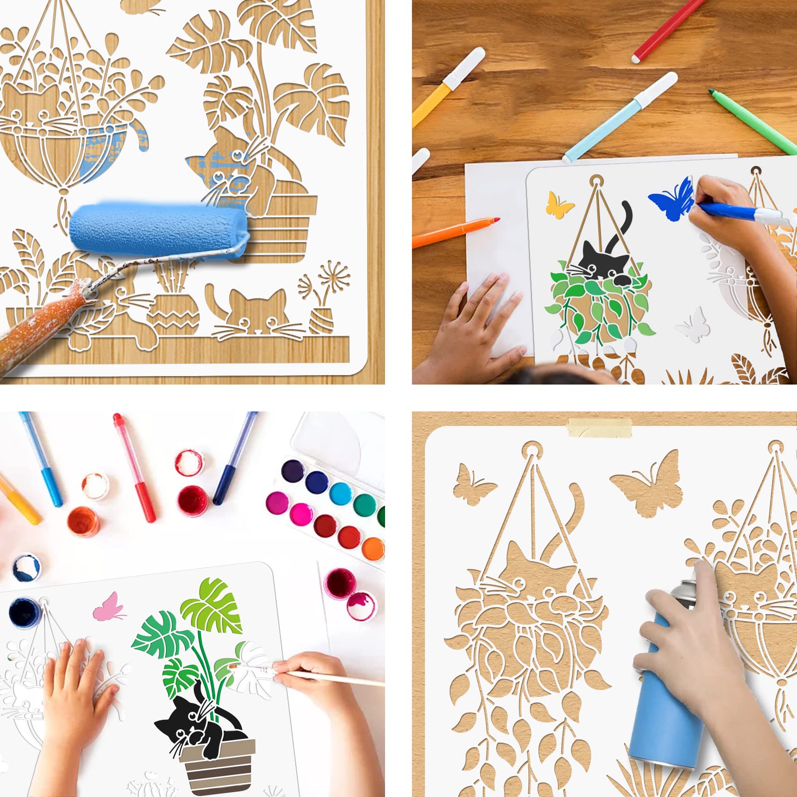NBEADS Cat Potted Plant Stencil - Image 3