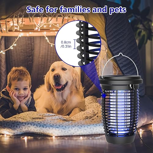 Miniatura 8 de PALONE Solar Bug Zapper 2 en 1 Lámpara matamosquitos para interiores 4500 V matamoscas al aire libre alimentado por energía solar con poste de