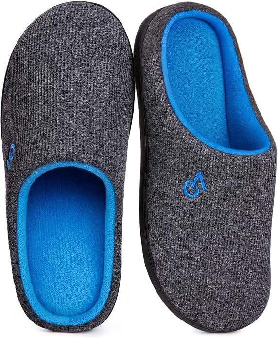 Memory foam house slippers with thick indoor-outdoor soles