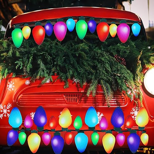 Miniatura 6 de Outus 190 imanes de Navidad para automóvil, luces a granel, calcomanías de refrigerador de automóvil, luces reflectantes de Navidad, imanes