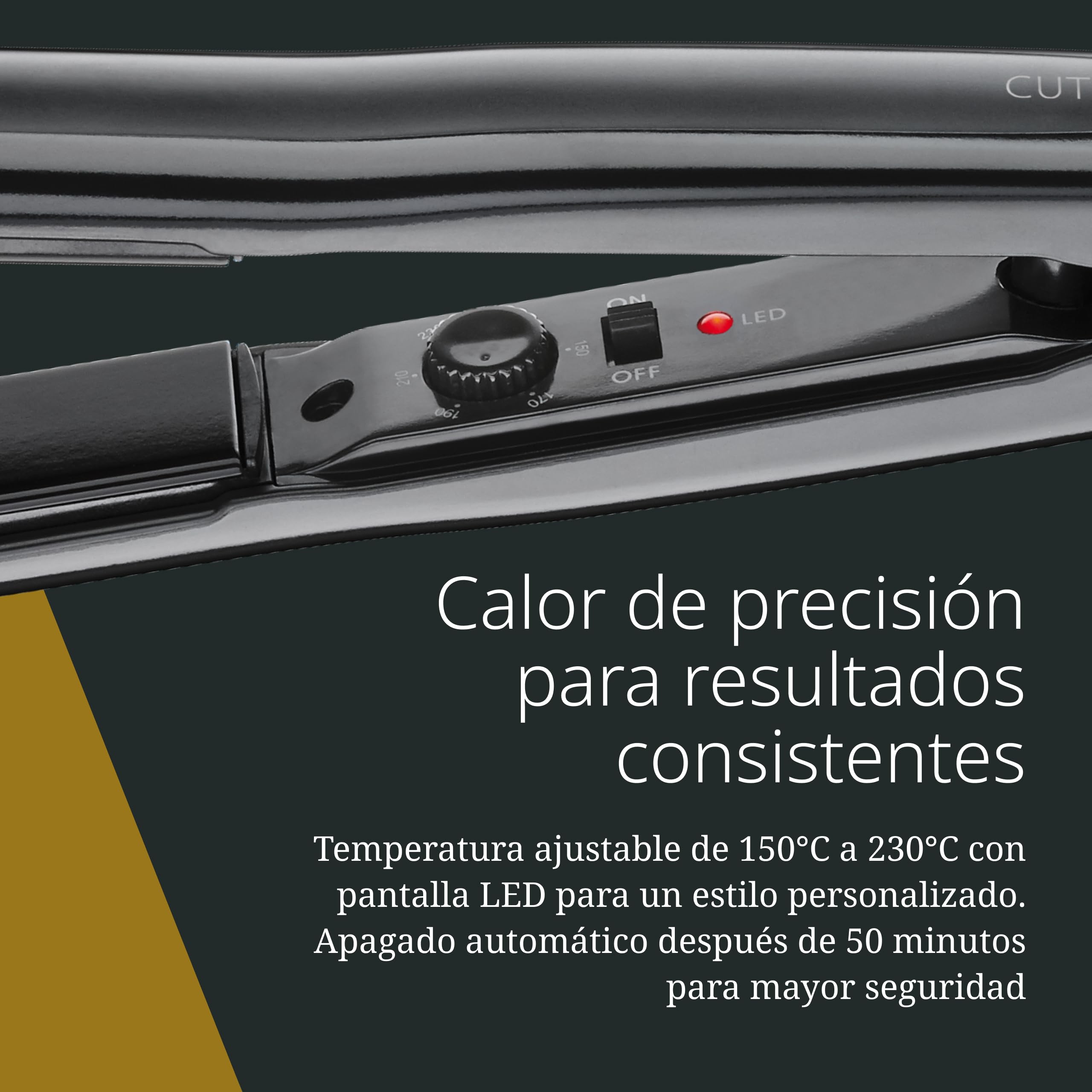 Wahl Cutek, Plancha de Pelo con Revestimiento Cerámico, 150 a 230 °C | Plancha de Pelo, Revestimiento Cerámico, Temperatura Ajustable 150 a 230 °C, Calienta en 60 Segundos, Cable Giratorio 2,8 m