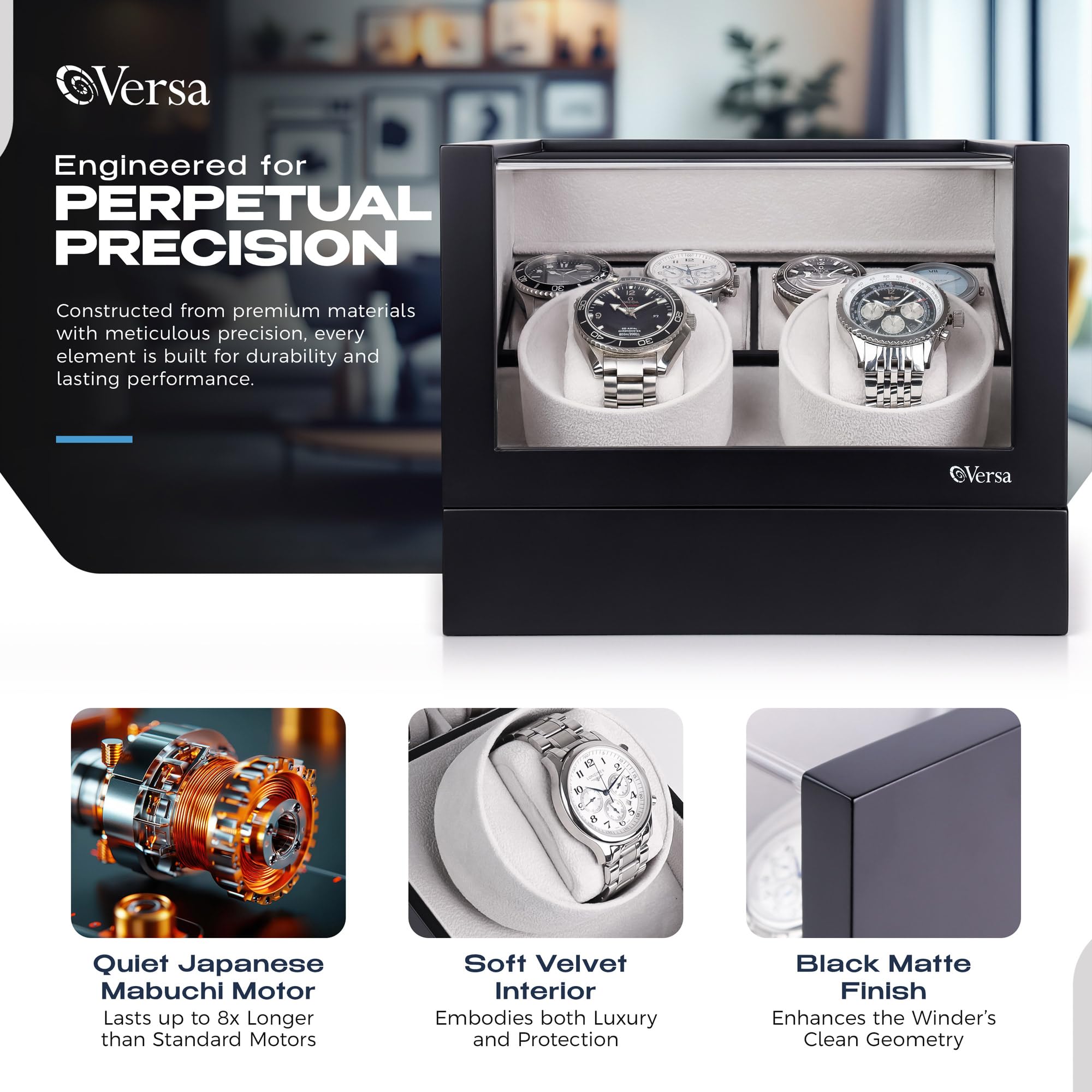 Versa Remontoir de Montre Automatique Double avec Rangement Compatible Rolex