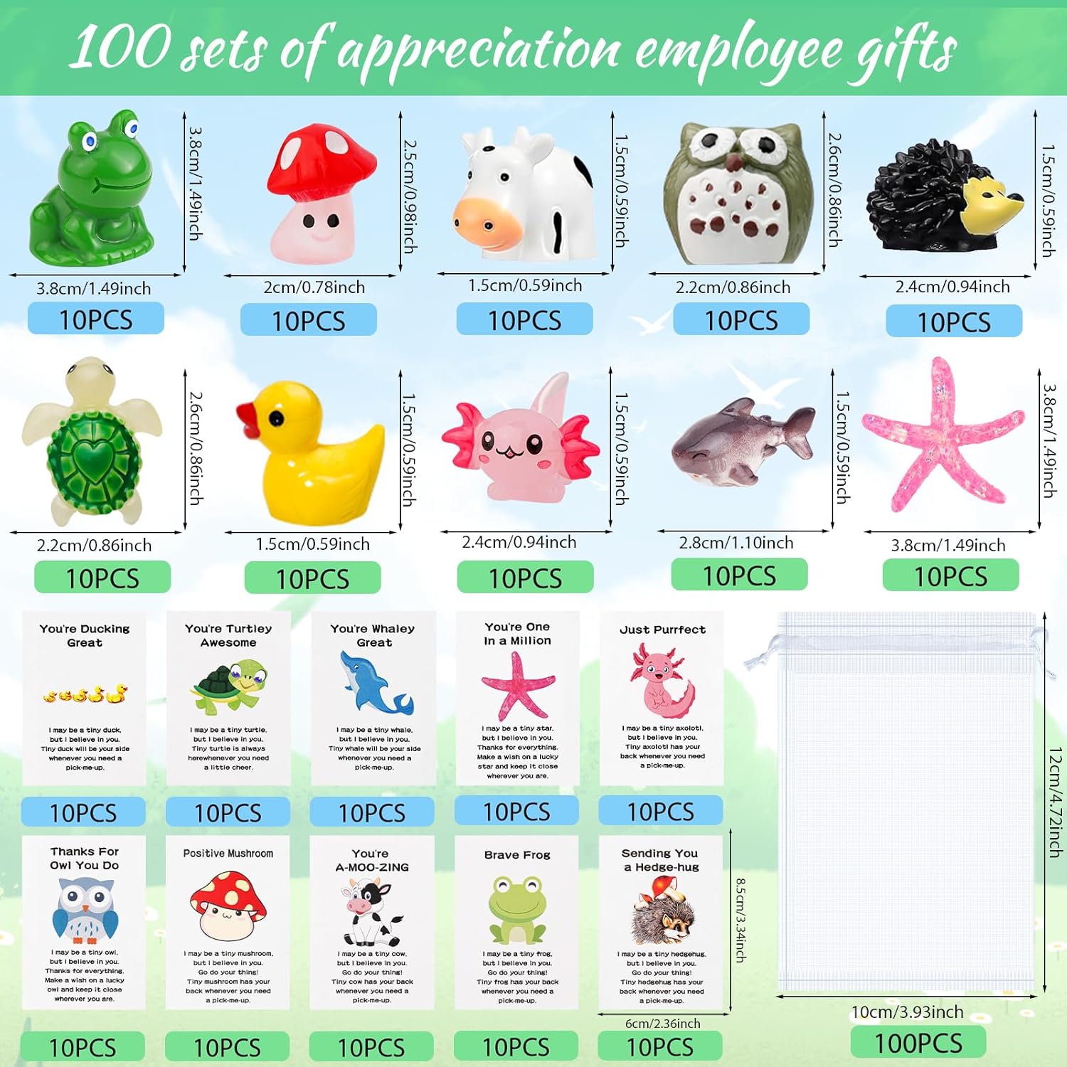 100 set employee appreciation gifts bulk for coworkers staff - teacher appreciation bulk resin gifts for office volunteer staff thank you gift set with inspirational note cards 100 employee gifts