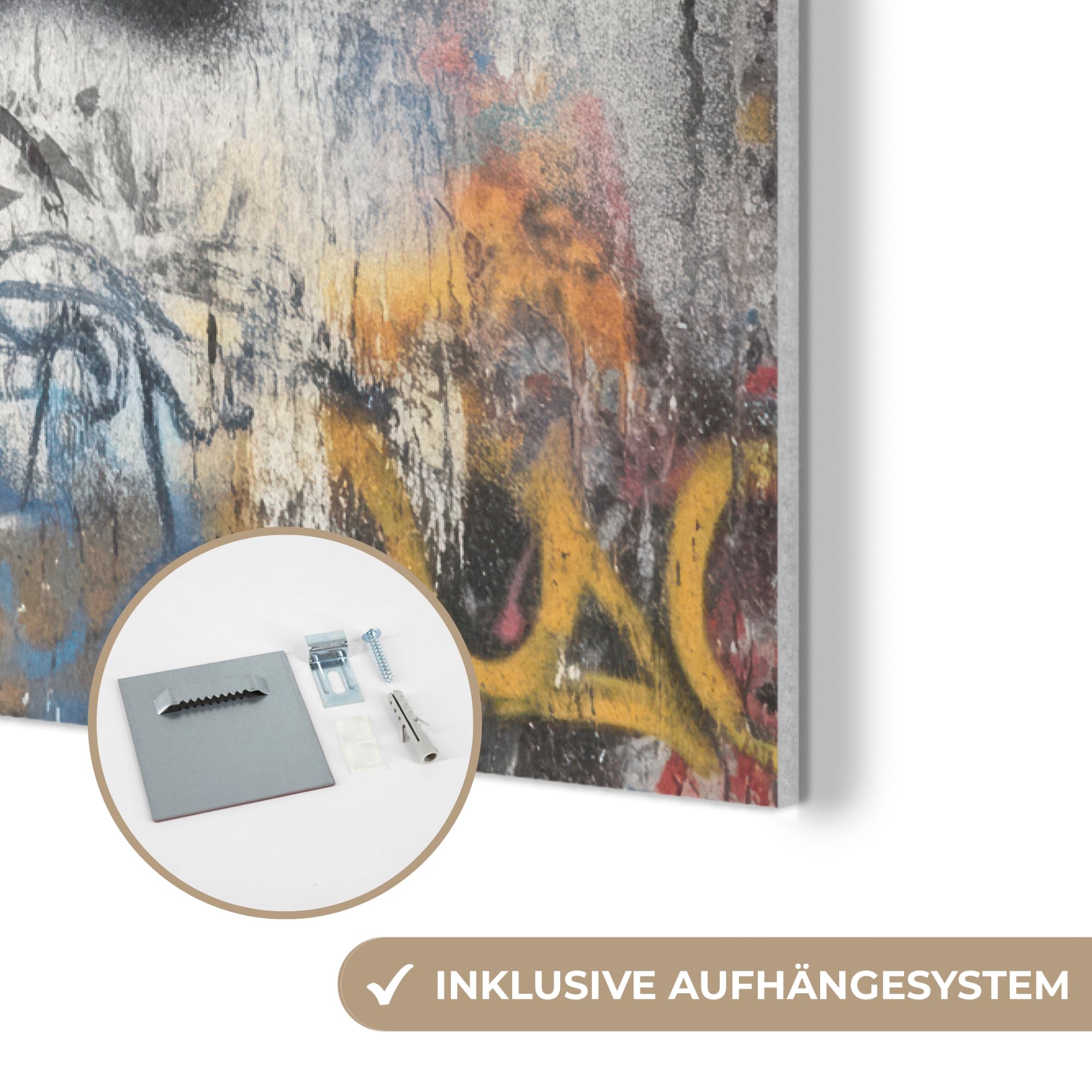 MuchoWow© Wandbilder aus Filz 60x90 cm Wohnzimmer Wanddeko Schlafzimmer Zimmerdeko Wandgemälde Zimmer Deko für die Wand Dekoration Wall Art Straßenkunst - Lippen - Kuss - Graffiti