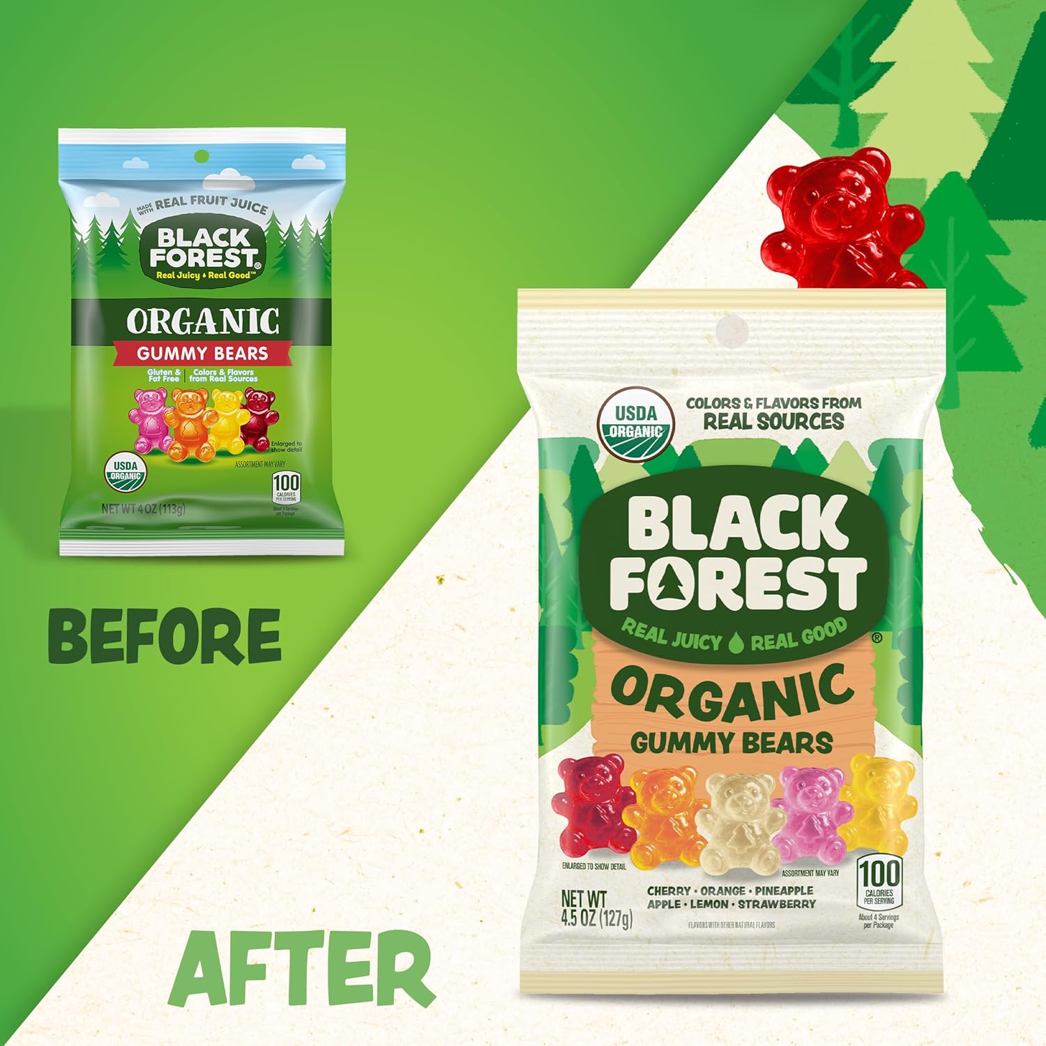 Black Forest Organic Gummy Bears Candy, Made with Real Fruit Juice, Colors and Flavors from Natural Sources, Gluten Free and Fat Free, 4.5oz Bag (Pack of 12)