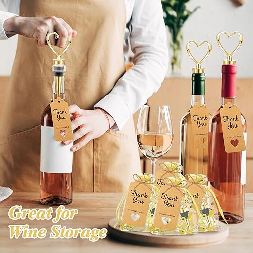 Miniatura 7 de Juego de 24 tapones para botellas de bebidas de vino en forma de corazón, recuerdos de fiesta, diseño de amor a granel para invitados con bolsas