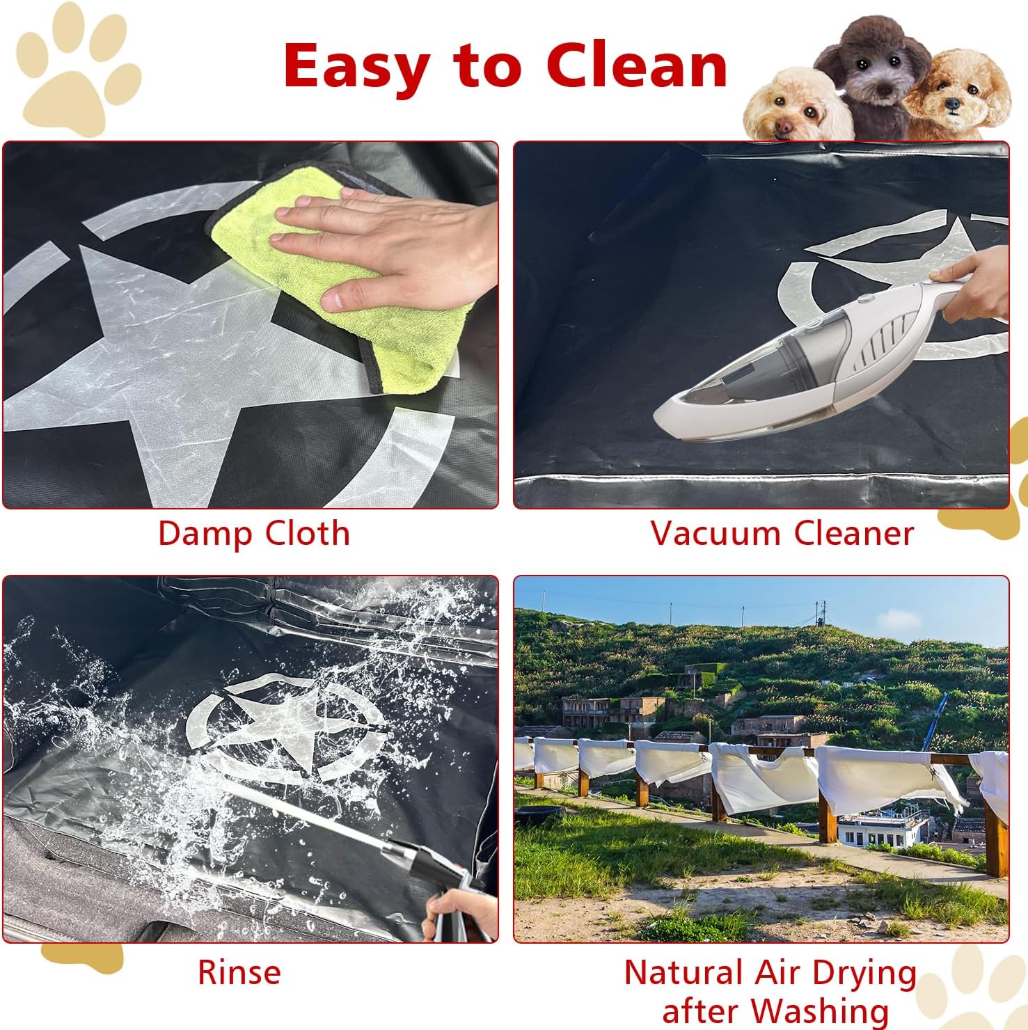 SUNPIE Trunk Cargo Mat Liner for Dog Compatible with Jeep Wrangler JK/JL Unlimited 4 Doors 2007-2026, Waterproof and Nonslip Pet Bed Liner Protector Washable Dog Seat Cover, Heavy Duty Oxford