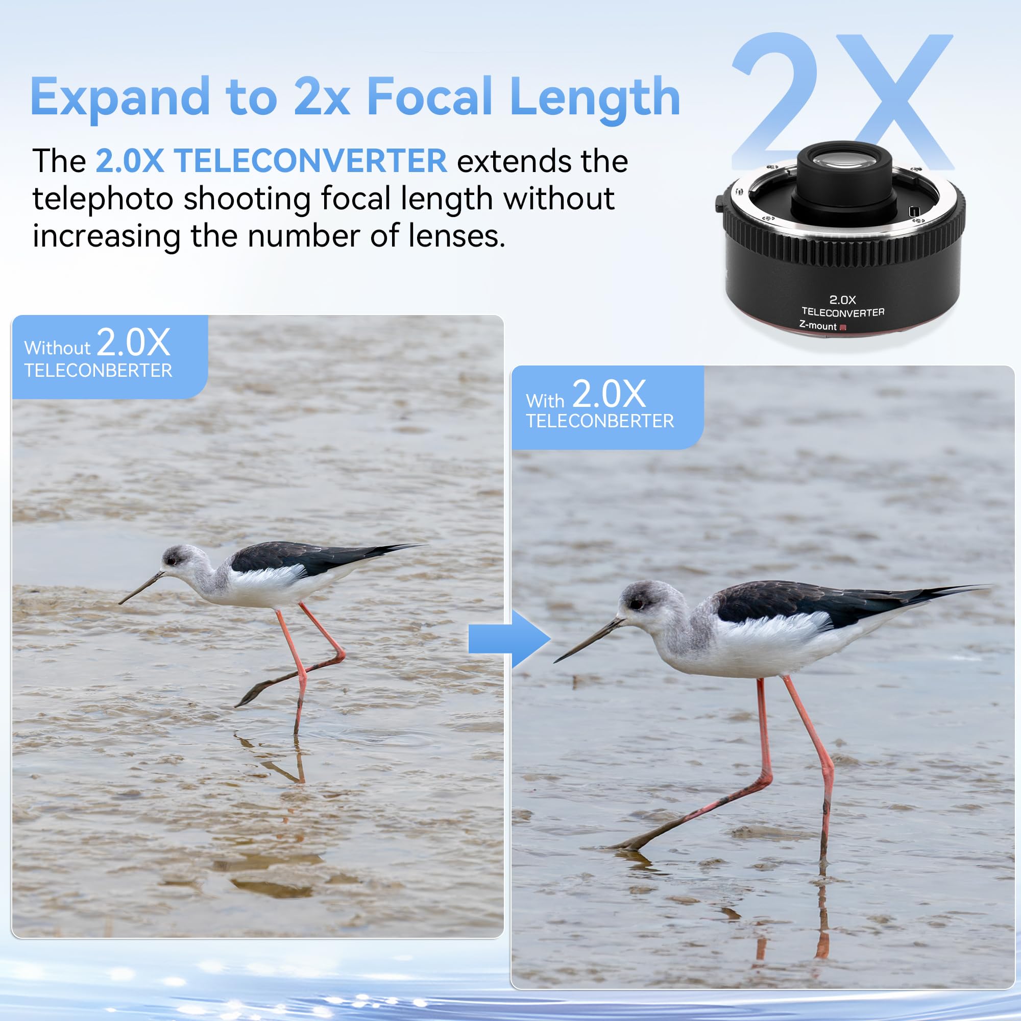 VILTROX Teleconverter TC-2.0X per Nikon Z Mount Teleobiettivo Extender Autofocus Lens Compatibile con NIKKOR Z 70-200mm f/2.8 VR S