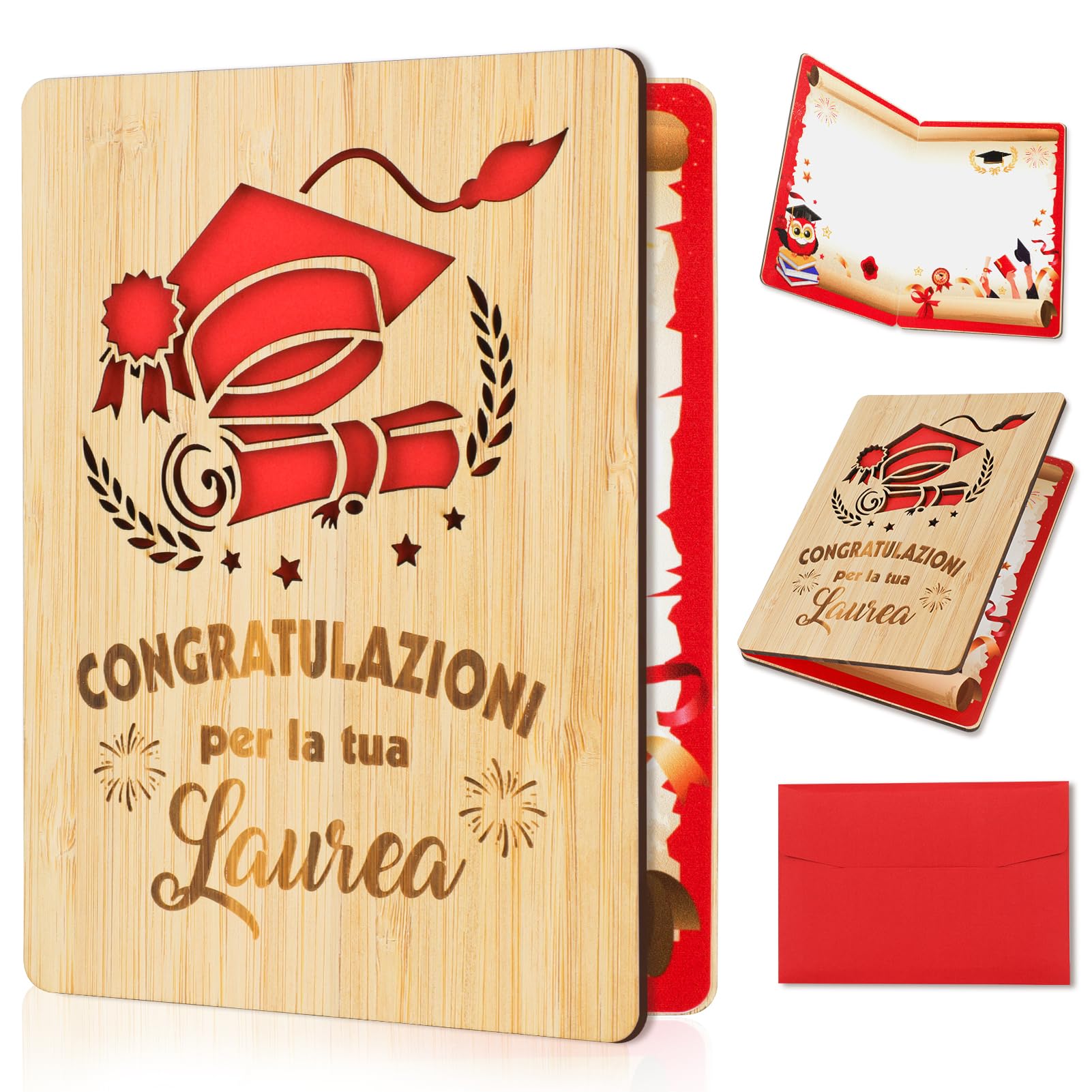 HOWAF Regalo Di Laurea Per Donna E Uomo - Set Con Bracciale Bussola, Biglietto E Scatola, Ricordo Laurea Originale - 3