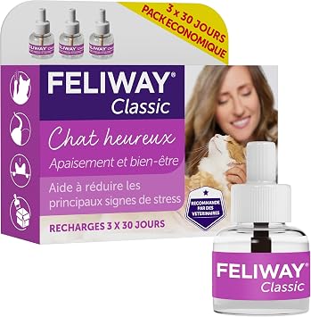 Feliway Classic Value Pack | 3 x 48 ml Refill Bottle with Feel-Good Guide from Tiergl ck24 | For Relaxing Cats