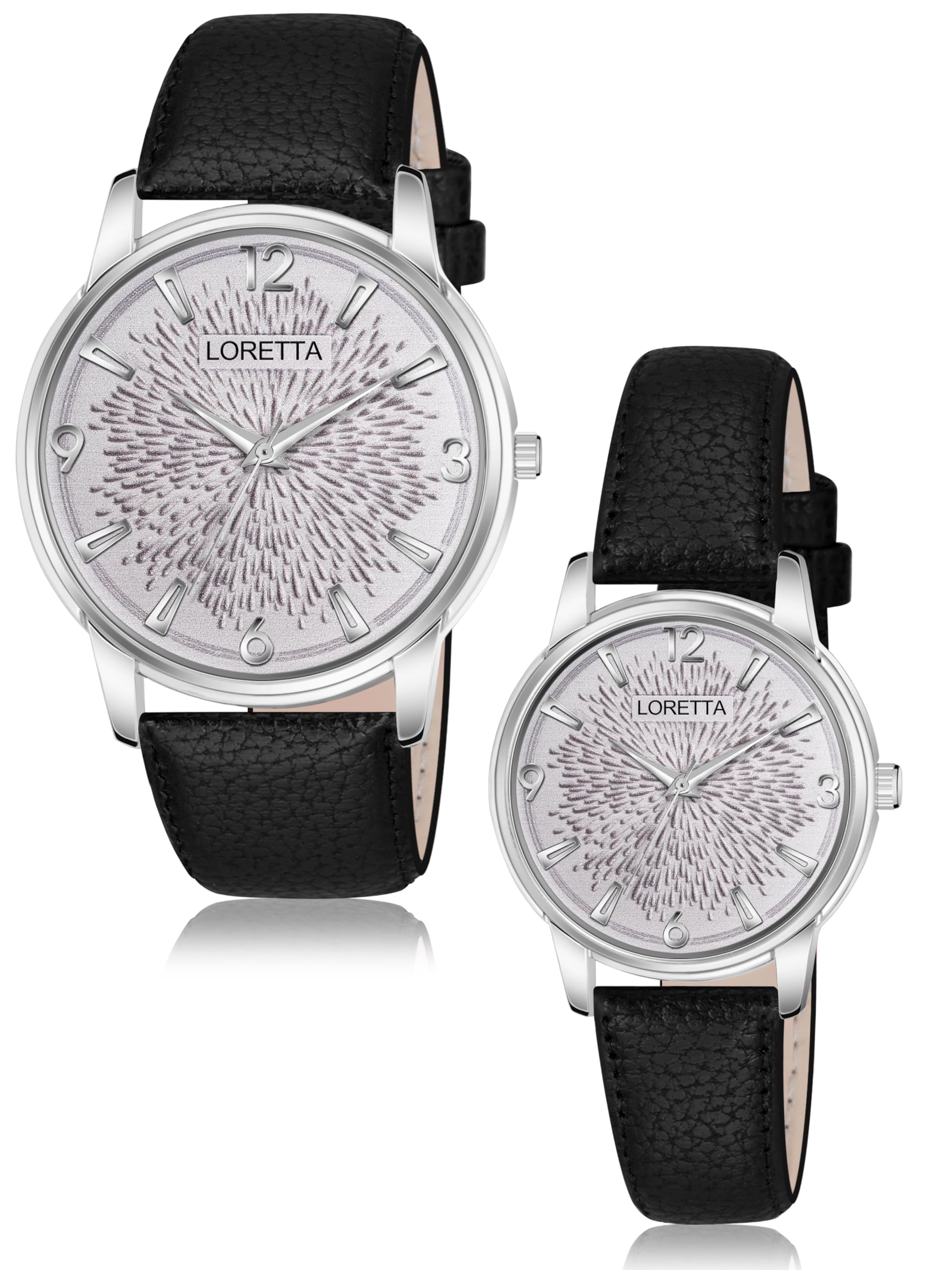 Loretta Casual Wear Embossed Dial Tan Leather Strap Couple Wrist Watches for Men & Women (Multicolor) (B0D63G5LRG) Amazon Price History, Amazon Price Tracker