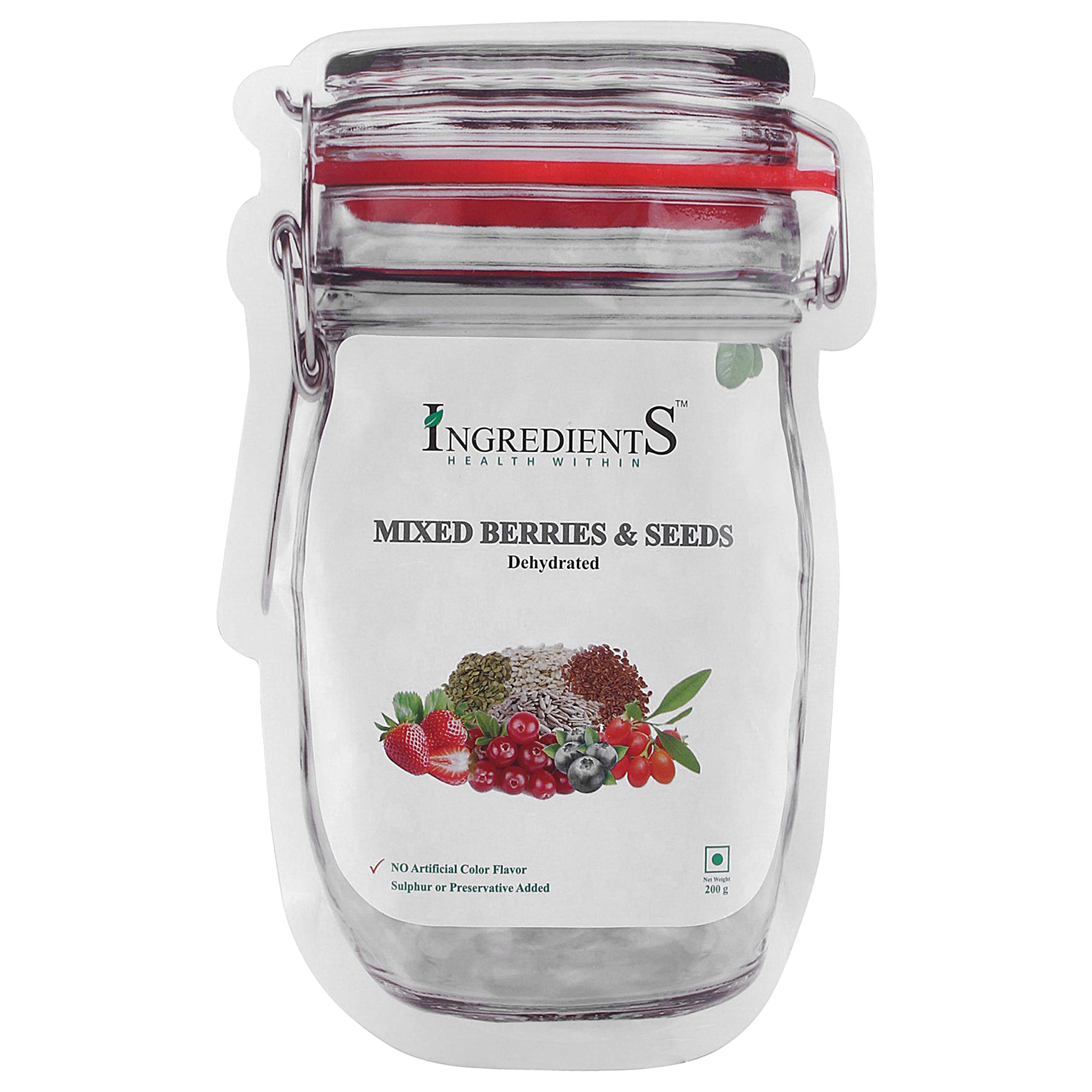 Ingredients Natural Dehydrated Mixed Berries and Seeds/ 200 GMS Pouch
