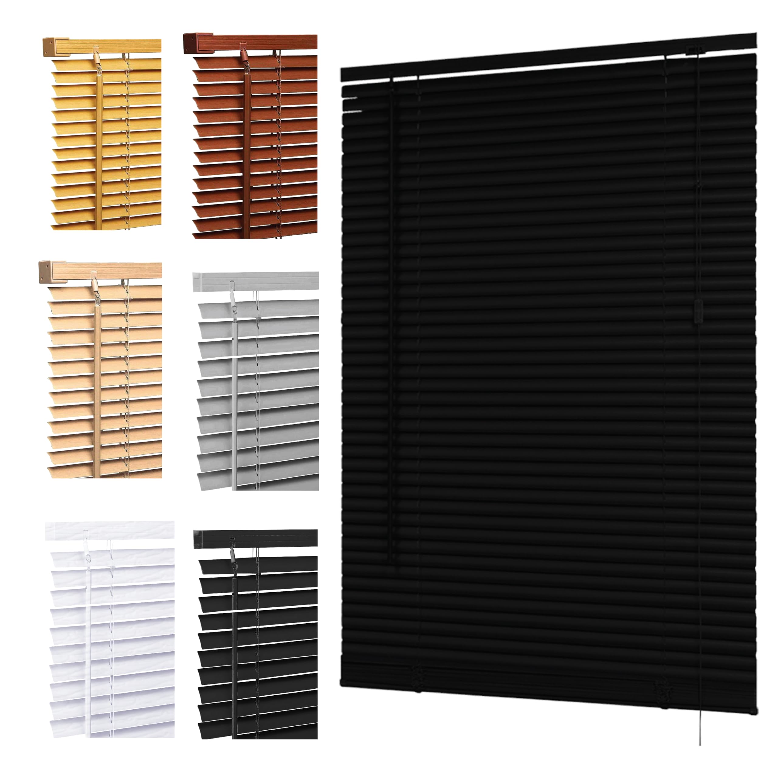Made to Measure PVC Venetian blinds window 25mm thin slats easy fit window Treatment Black blinds 90x150cm Child Safe Home Office