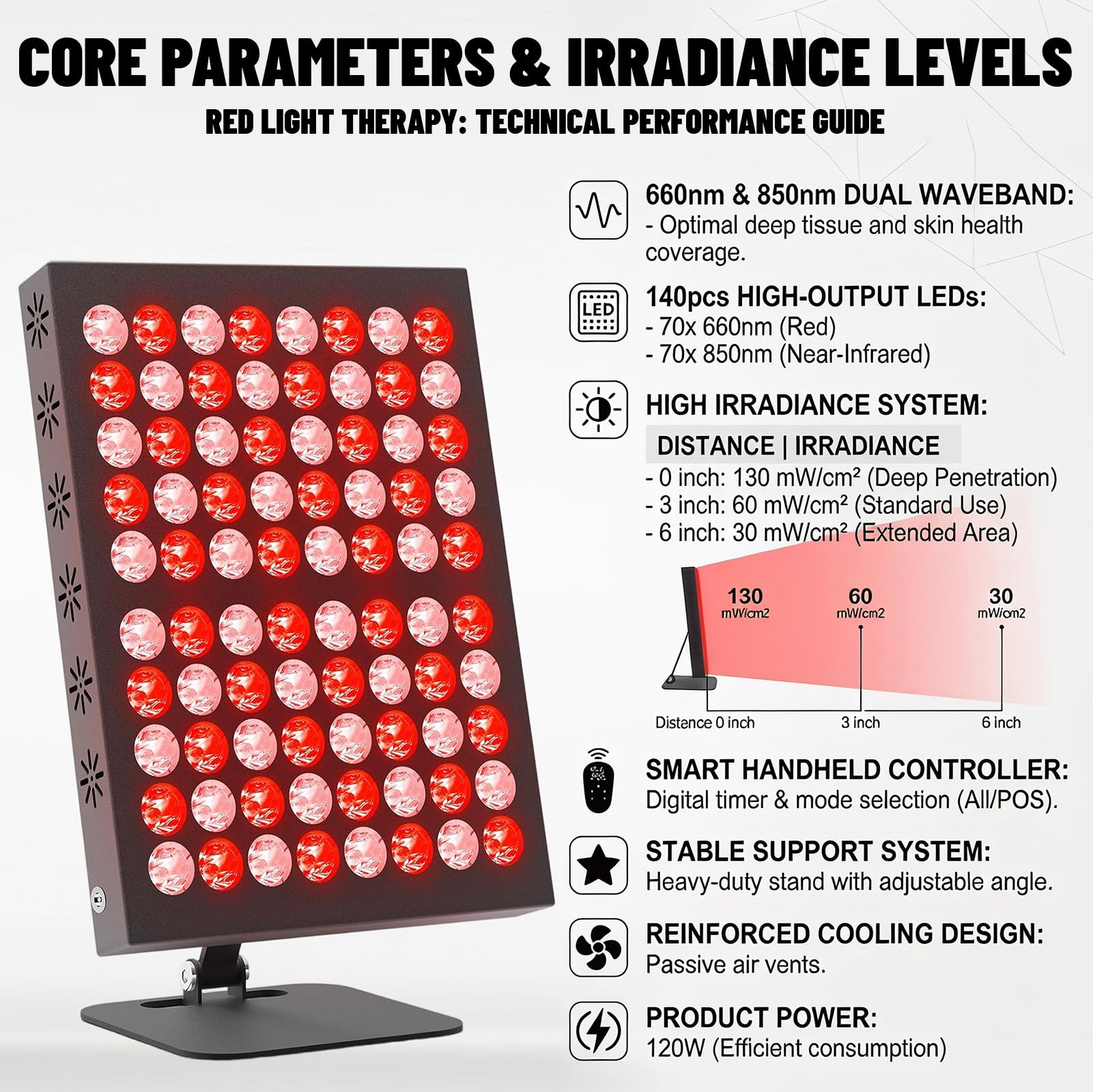 Rotlichtlampe Panel 80 LED für Red Light 660nm & 850nm Infrarotlampe mit Timer, 5 Helligkeitsstufen, 62W Rotlichttherapie Gerät für Gesicht, Körper Haare, Winkelverstellbare Lampe für Zuhause und Büro