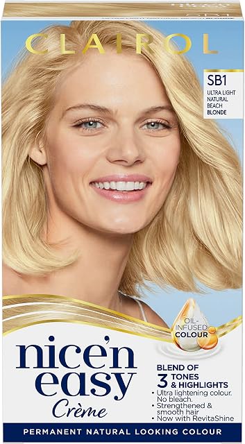 Clairol Nice'n Easy Crème, Natural Looking Oil Infused Permanent Hair Dye, SB1 Ultra Light Natural Beach Blonde