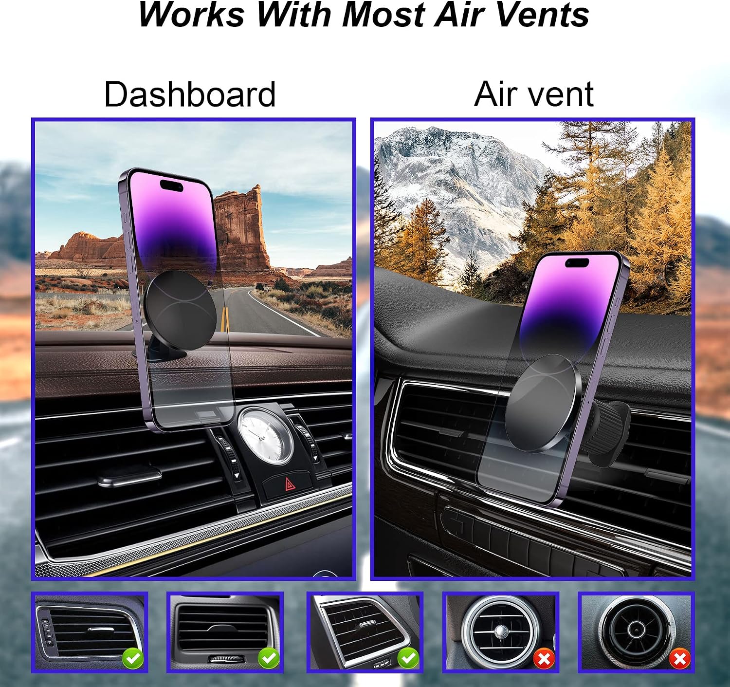 UBeesize Magnetic Car Phone Holder, Compatible with iPhone 14/13 Pro/Max/Mini, 360 Swivel, Easy Access, Wide Compatibility image 3