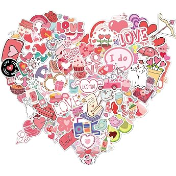 Heart Stickers Scrapbook Stickers 200 Pieces Valentine's Day Stickers Water-Repellent for Water Bottle Wedding Laptop Craft Supplies Greeting Cards Scrapbooking Diy Crafts Decorations