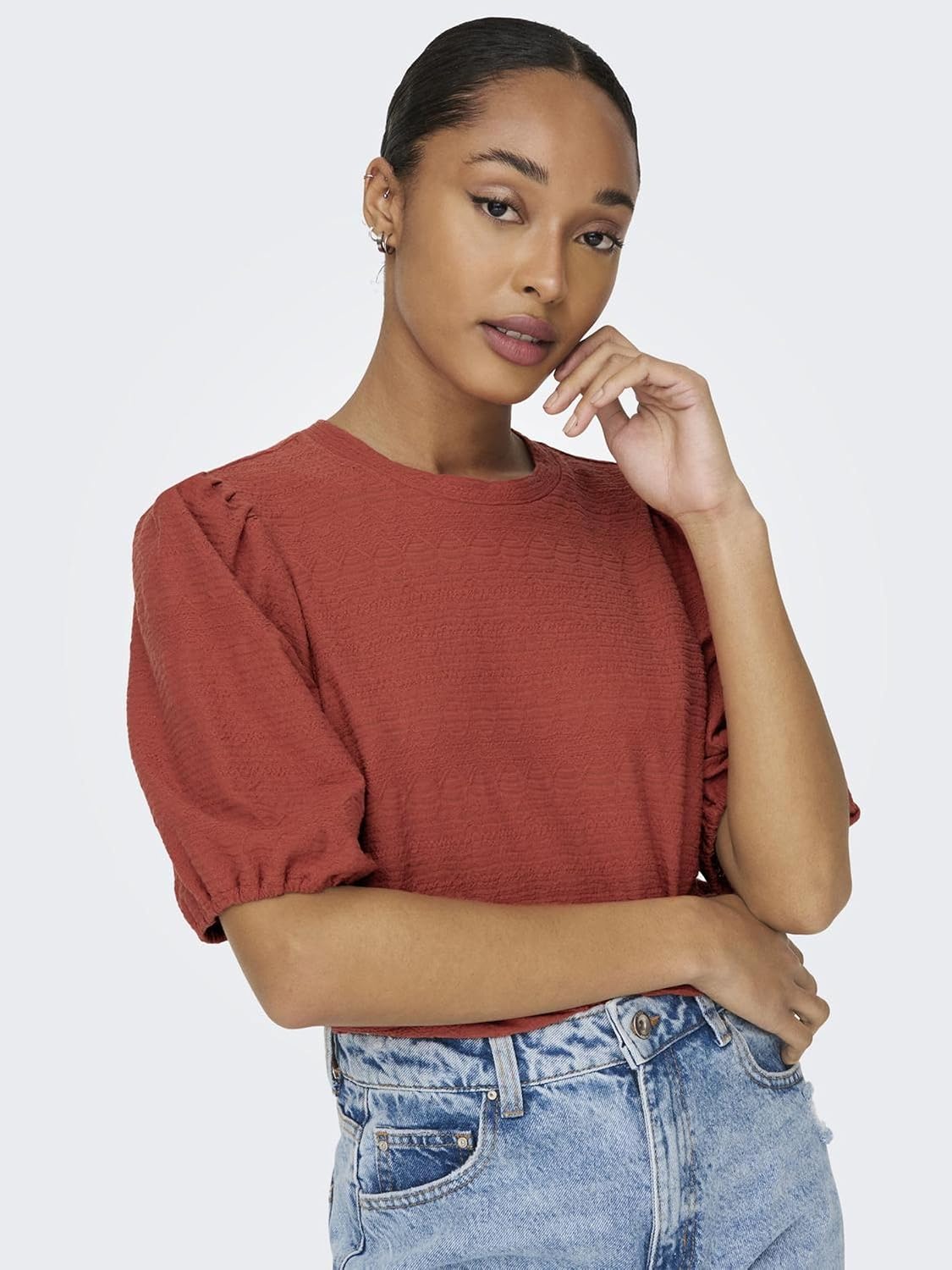 ONLY Women's Onlcilia S/S Puff JRS Top