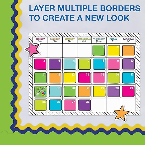 Miniatura 7 de Carson Dellosa 65 pies de bordes para tablón de anuncios verde lima, 1 rollo de borde festoneado para pizarra rodante, corcho y cartulina, Día