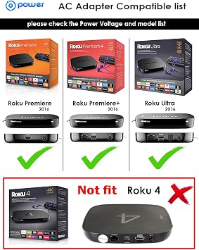T POWER 12V Ac Dc Adapter for Roku Ultra 2024,Streambar SE 9104R TV Soundbar Premiere Plus, Ultra LT Streaming Media Player STB 4850X, 4850R 4640 PA-1120-42RU 3.0 Power Supply Cord Charger
