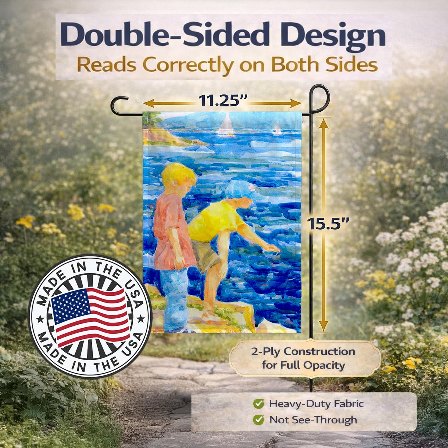 Caroline's Treasures 6008GF The Boys at the lake or beach Flag Garden Size, Small, multicolor