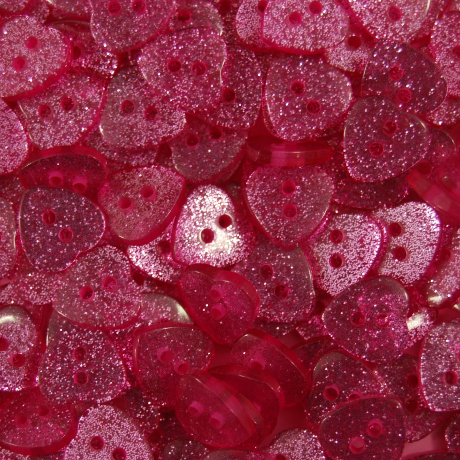 14mm Glitter Heart Buttons - Choice of Colours - Ideal for Sewing/Knitting/Clothes & Scrapbooking (Dark Pink, Pack of 100)