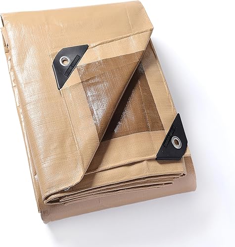 Miniatura 2 de GUARD SHIELD Tarps Heavy Duty Plus+ Impermeable 12x24 pies BeigeCaqui Cubierta de lona de polietileno grueso multiusos de 12 mil