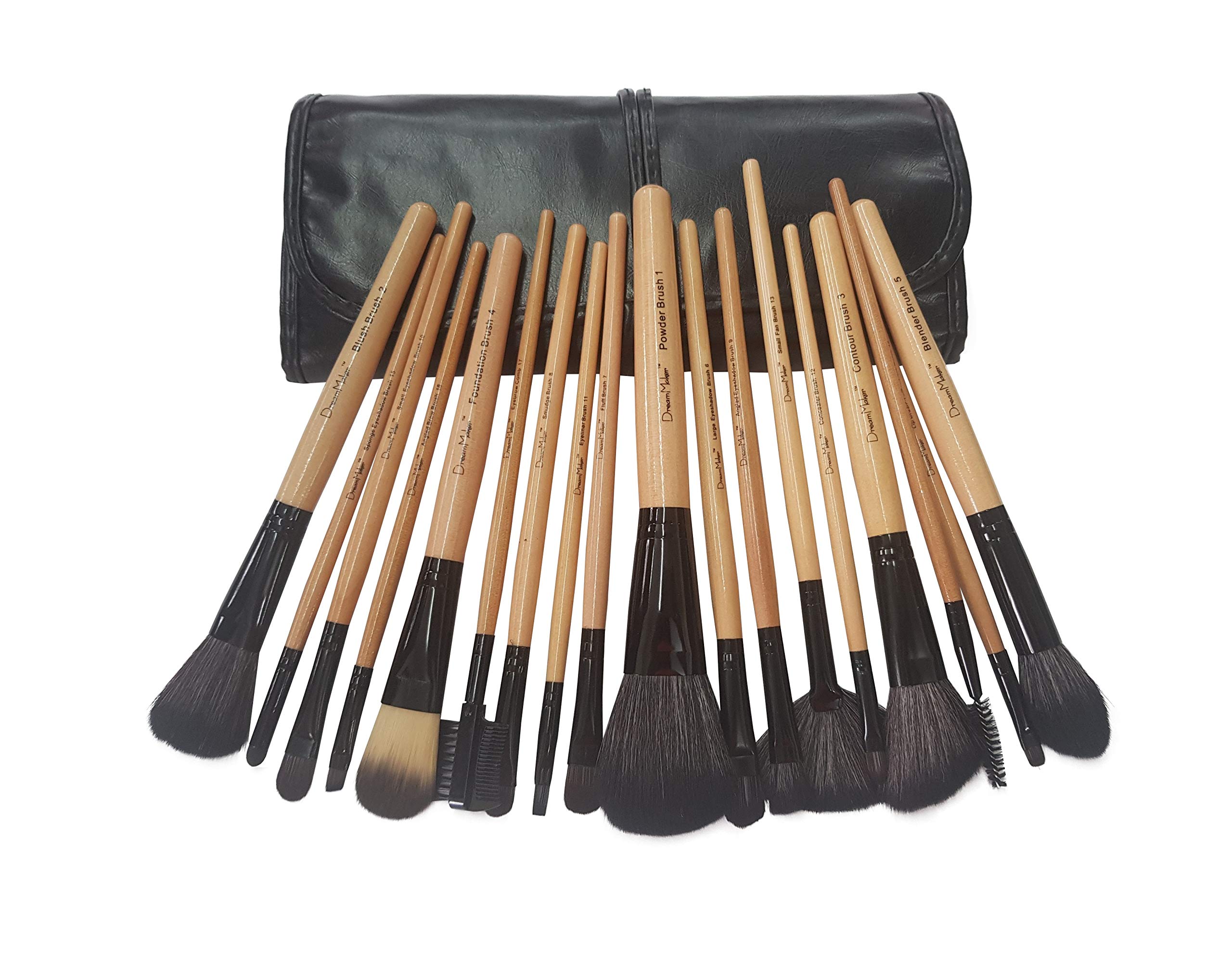 Dream Maker 18 Piece Makeup Brush Set (Bamboo) Powder Brush, Blush Brush, Contour Brush, Foundation Brush 1