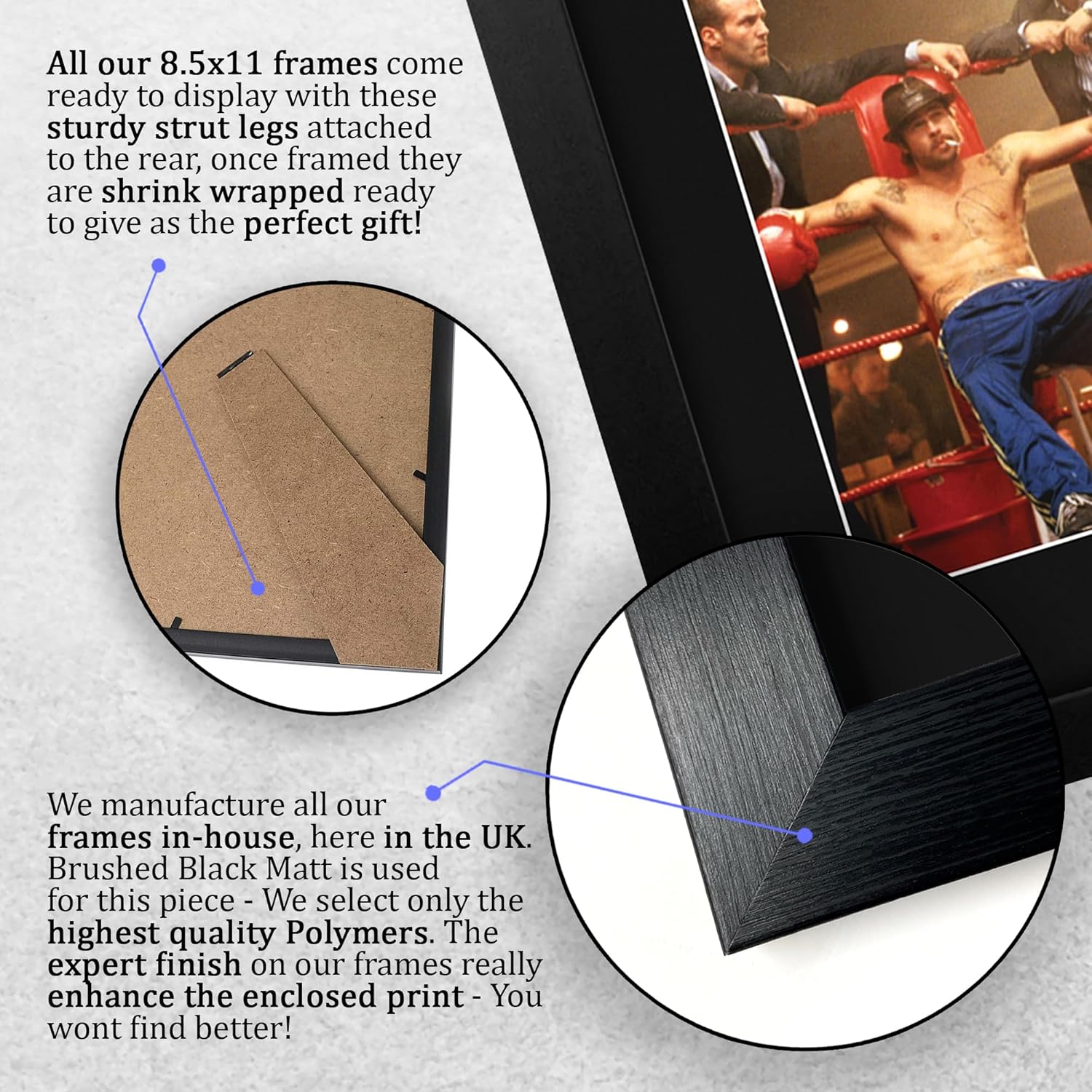 HWC Trading Brad Pitt Snatch Mickey O'Neill Snatch Mickey O'Neill Framed Gifts Printed Signed Autograph Picture for Movie Memorabilia Fans - US Letter Size