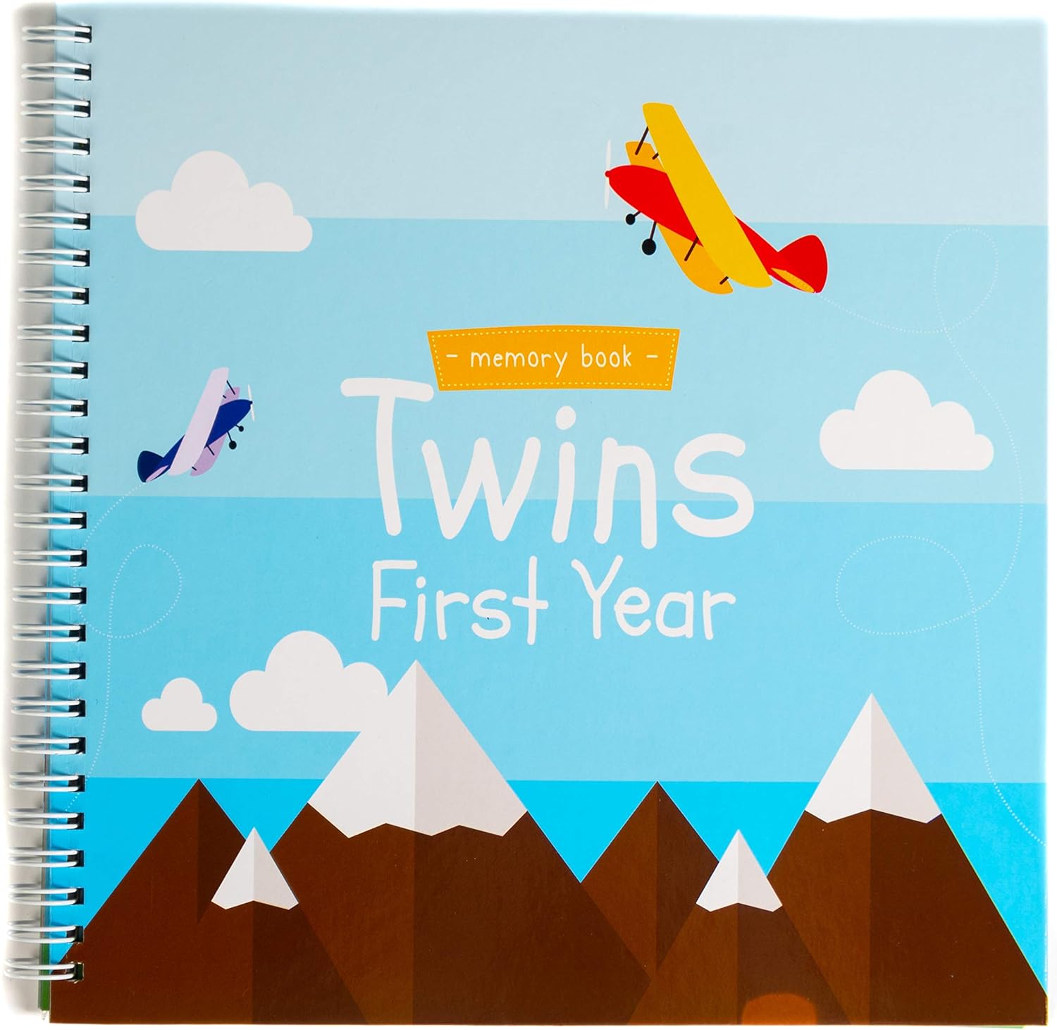 Twins First Year Hardcover Memory Book Airplanes Edition Newborn Babies 1st Year