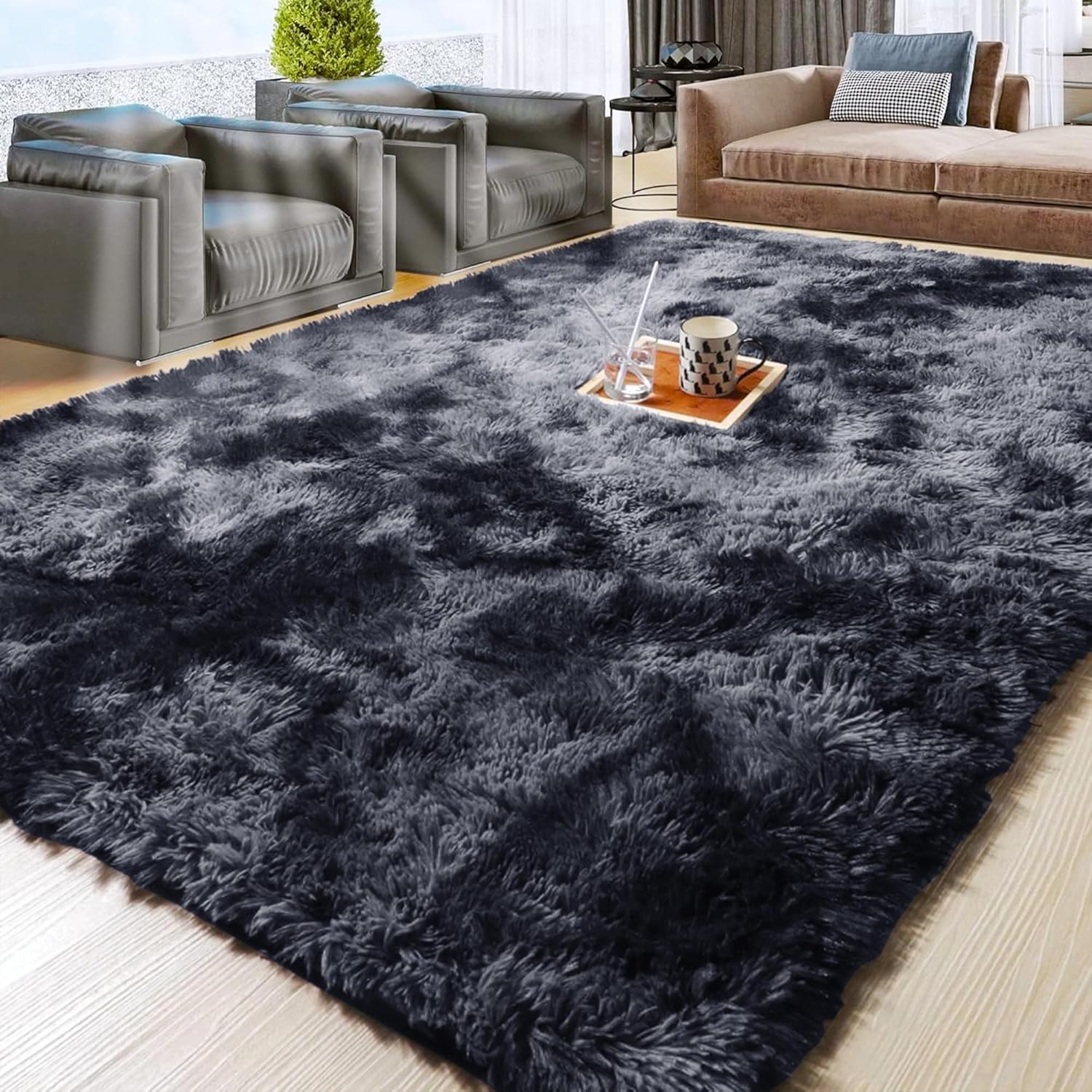 Aspire Homeware Rugs Living Room - Dark Grey Area Rugs for Bedroom Anti ...