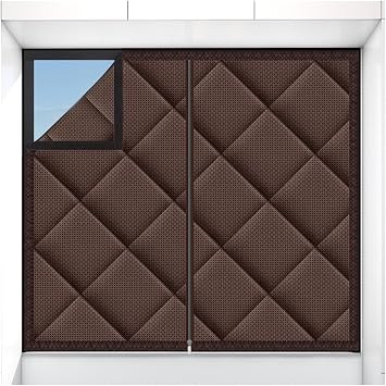 Thermal Insulated Cotton Curtain with Zipper, Living Room Privacy Barrier Curtain Panels, Acoustic Covering Drapes, Windproof Cold Protection Blanket Brown, 59inx51.2in/150cmx130cm