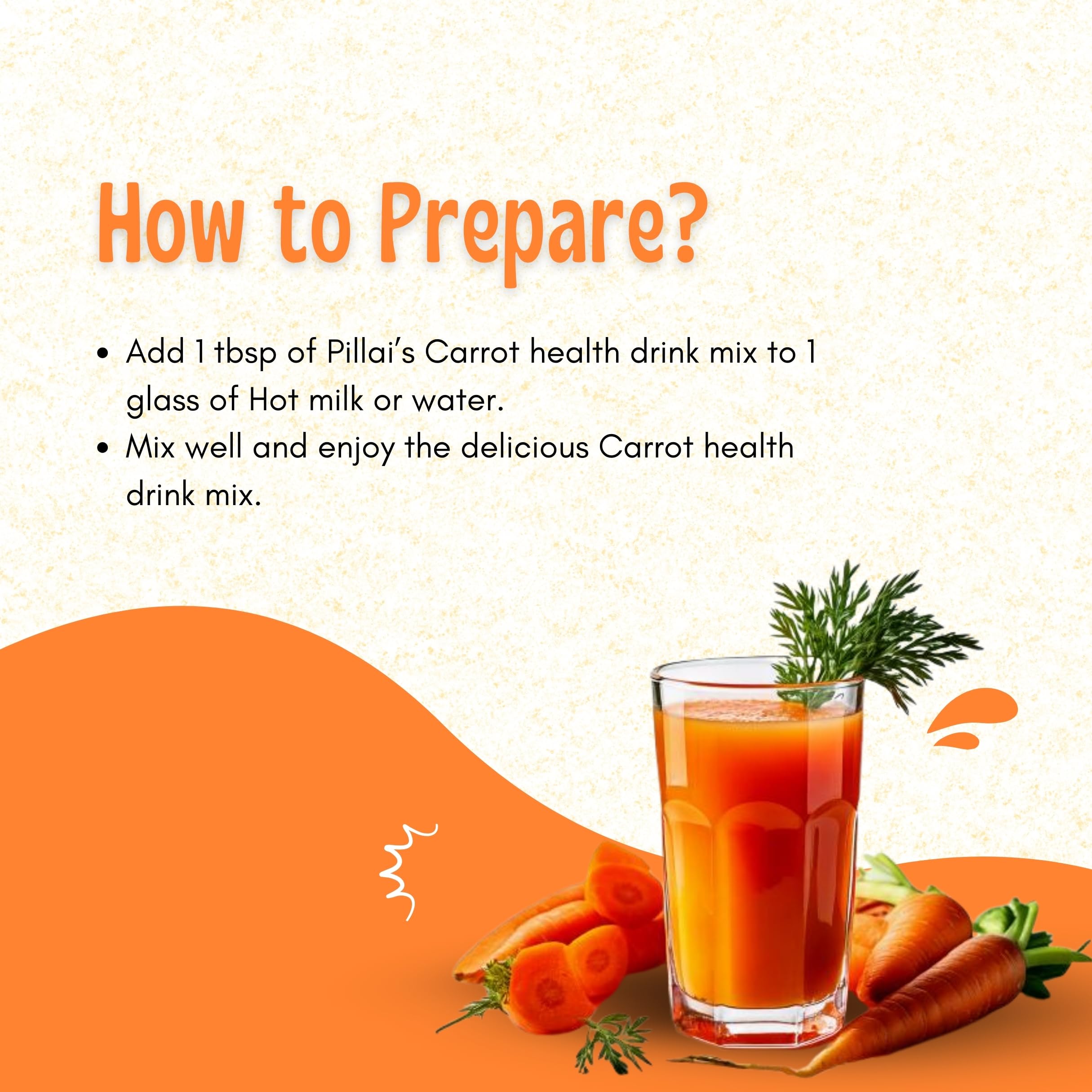 RR Pillai's Carrot Health Drink Mix - 100g, Rich In Fibre & Antioxidants, Ziplock Packing - Image 5 thumbnail
