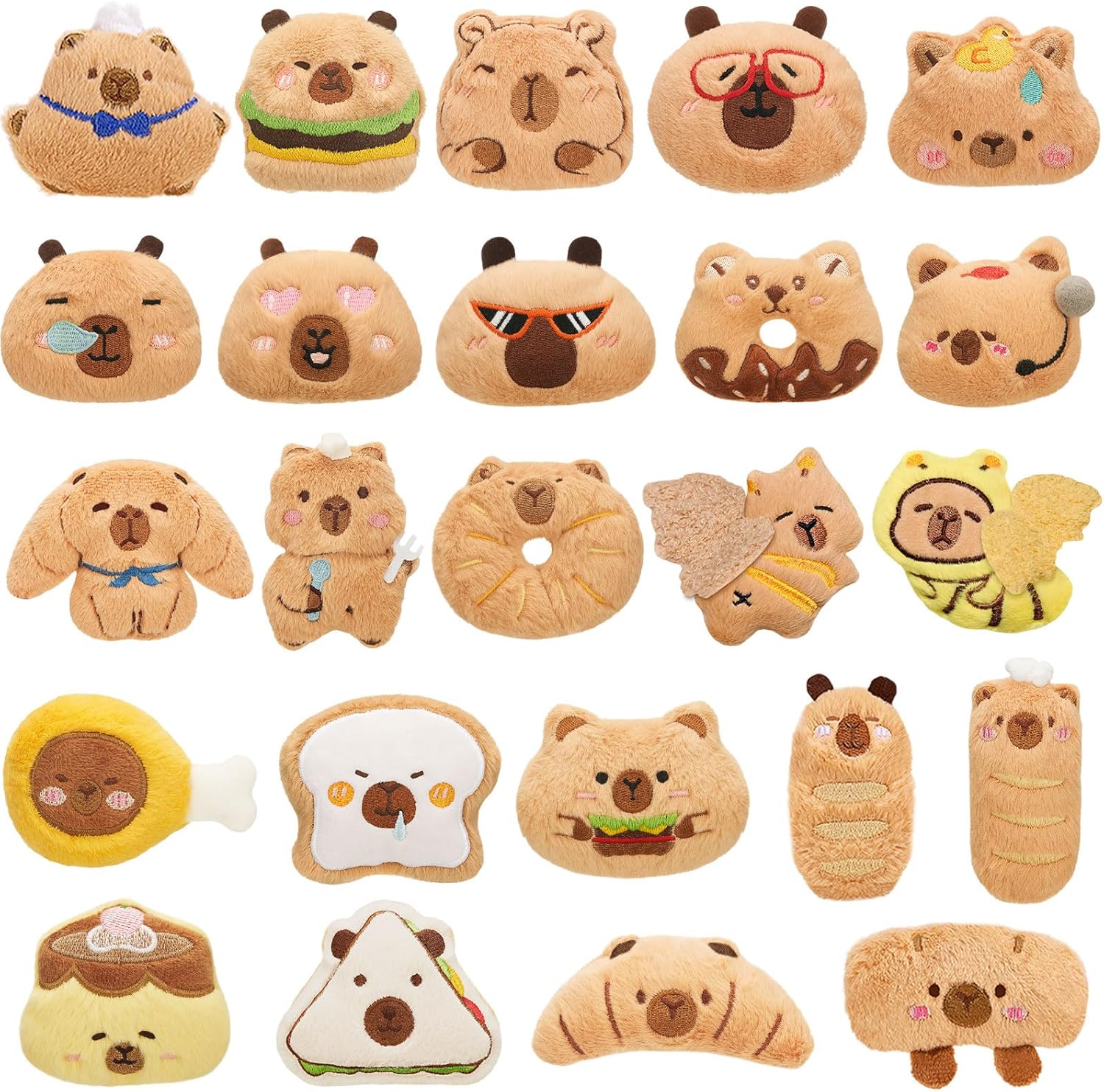 WYZOID 24PCS Kids Plush Keychains Bulk, Mini Stuffed Animal Keychains, Capybara Backpack Charms, Party Favors, Classroom Prizes, Goodie Bag Fillers, Birthday Gifts for Kids