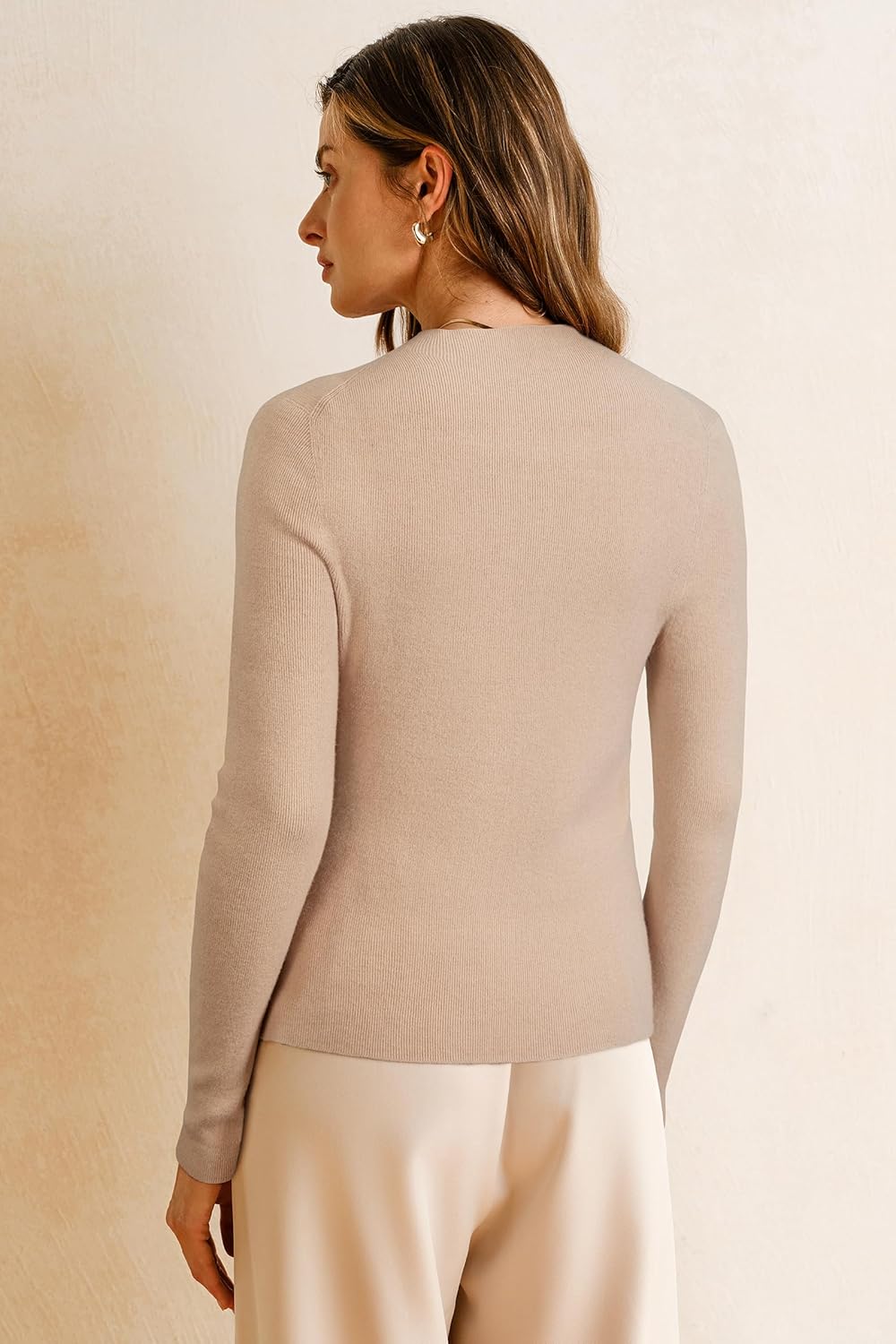 Arach&Cloz Women's Wool Blend Fall Seamless Rip Resistant Warm Layered Tops Business Casual Sweaters - Image 4