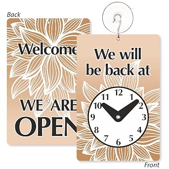 SmartSign "Will Be Back/Welcome We Are Open" 2-Sided Be Back Clock sign | 5.75" x 8.75", Made in USA