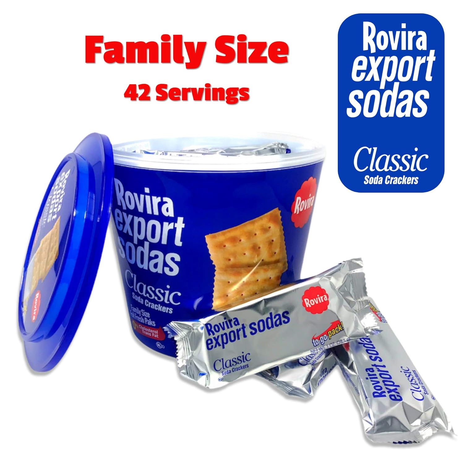Rovira Export Sodas Classic Soda Crackers Family Size Foil Fresh Packs, 21 Ounce (Pack of 3)