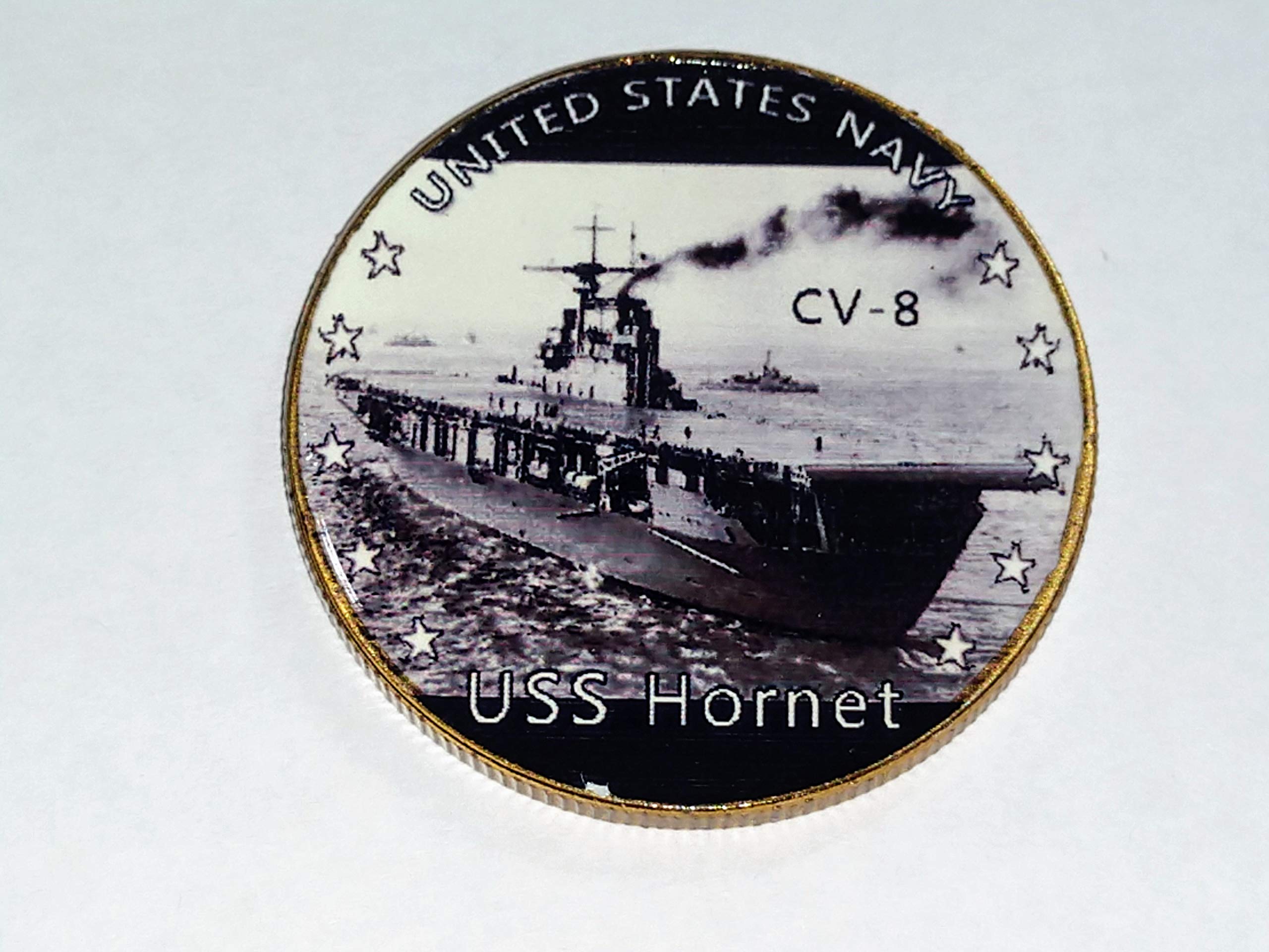 US Navy USS Hornet CV-8 Colorized Challenge Art Coin