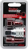Vista 3 de Milton "ColorFit by Milton Kit de acoplador y enchufe (estilo M, rojo) - 1/4 pulgadas NPT (3 piezas)" (S-303MKIT)