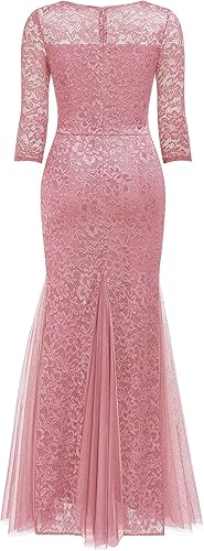 Miniatura 4 de Miusol Vestido largo formal de noche de sirena con encaje floral elegante y manga 23 para mujer