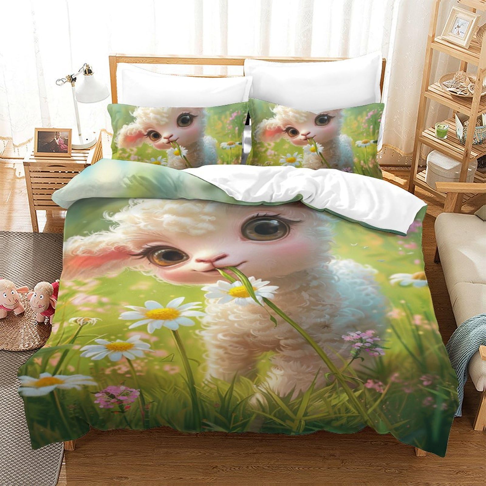 Housse de couette 140x200 mouton 3D anti-transpiration en microfibre respirante contre la chaleur