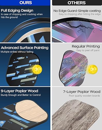 Miniatura 3 de Pickleball Paddles Set of 4, USAPA Approved Pickleball Set with 4 Balls and 1 Carry Bag 4 Replacement Grips, Light Pickleball Rackets for Beginners