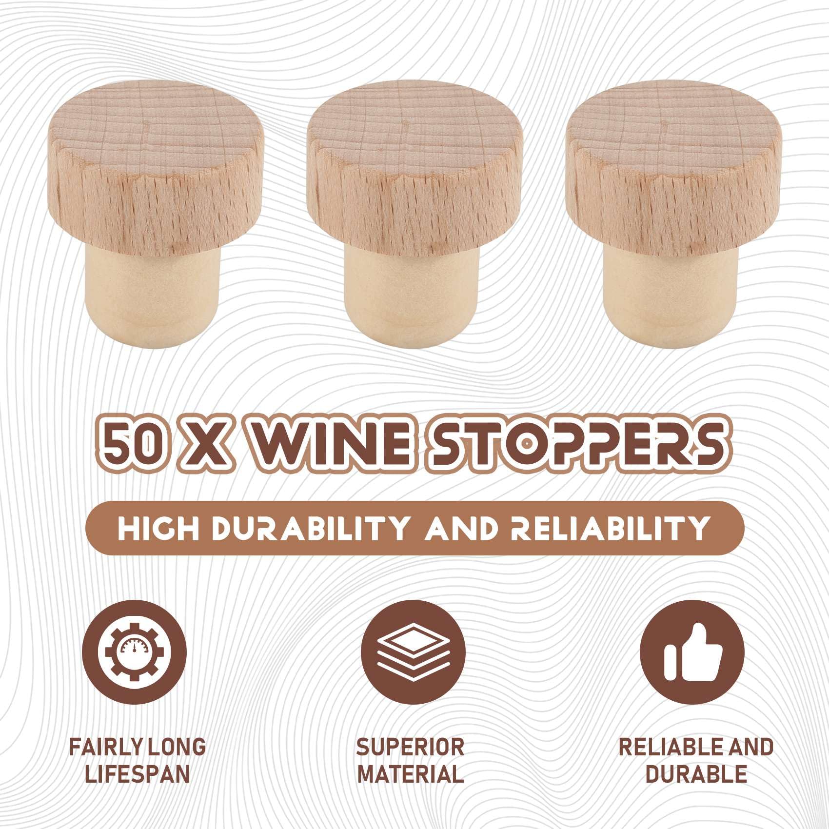 Tapones de Corcho en Forma de T de Corcho para Botella de Vino de 200 Piezas para Tapón de Corcho de Vino Corchos de Vino Reutilizables Tapón de Vino de Madera Y Caucho
