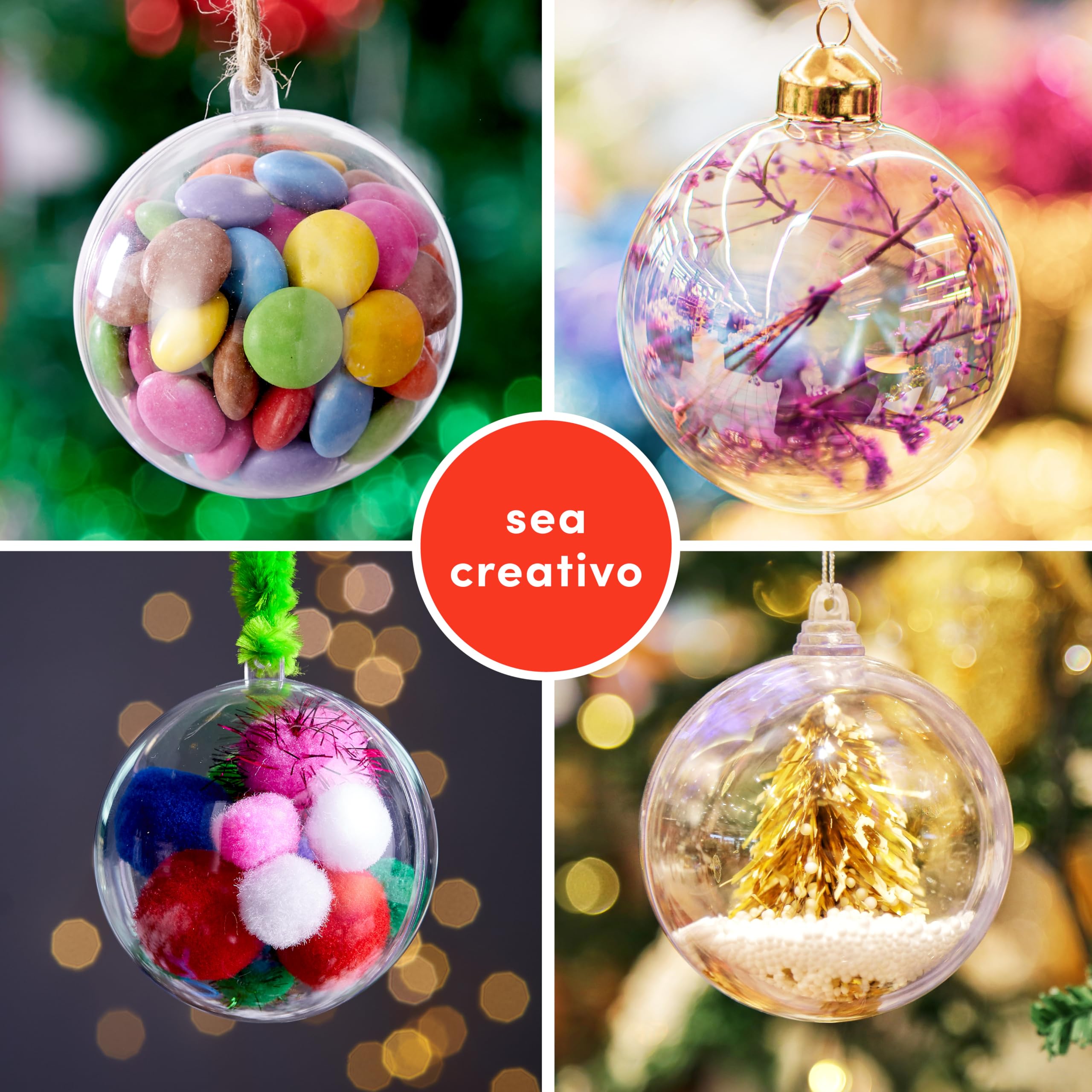 THE TWIDDLERS 48 Bolas de Navidad Transparentes para Rellenar y Decorar (6 cm) – Adorno de árbol Colgante Personalizado – Decoración DIY para Navidad, Bodas, cumpleaños, Fiestas