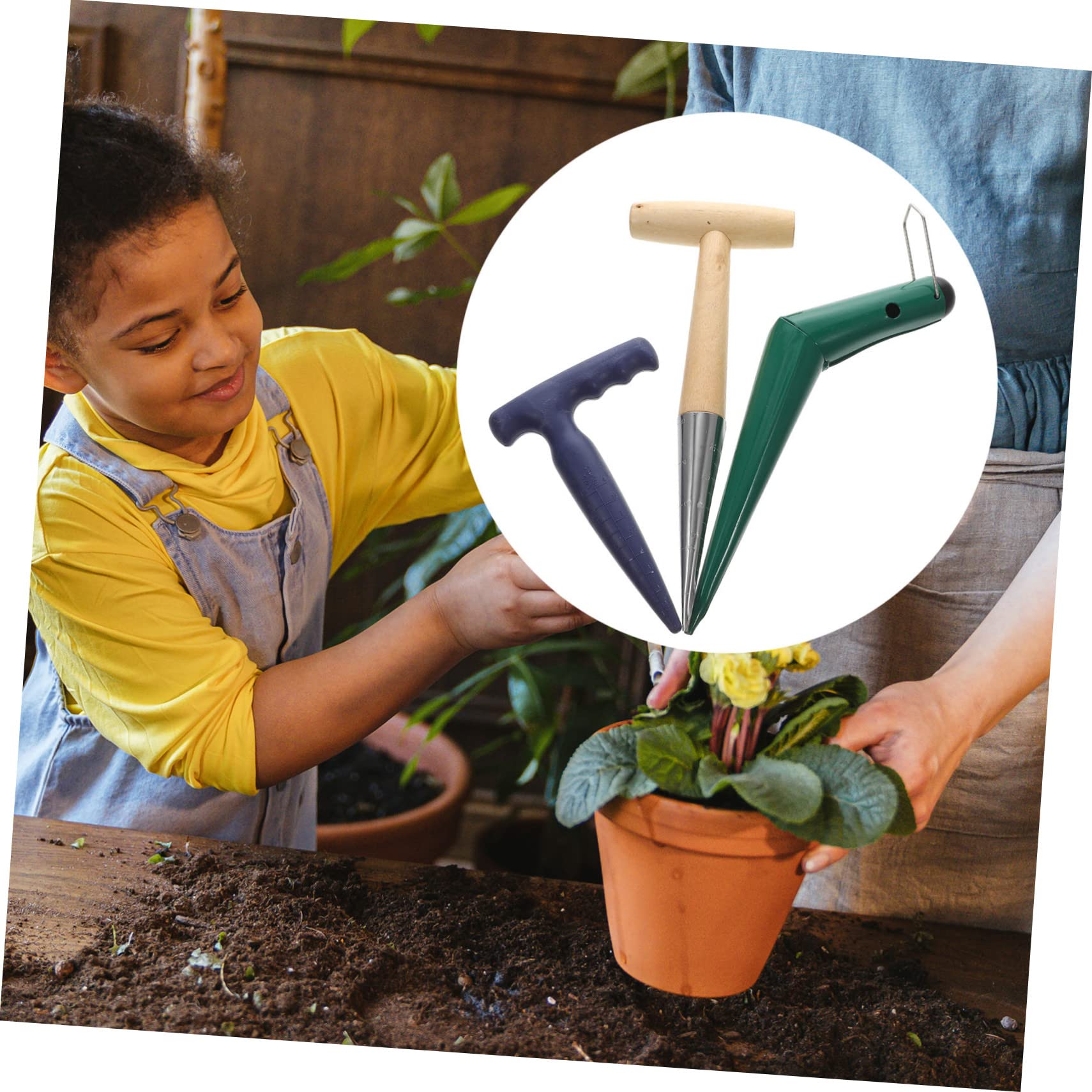 TOYANDONA Garten Pflanzgerät Mit Griff Pflanzwerkzeuge Für Erde Handpflanzer Aus Natürlichem Material Pflanzstecher Für Garten Pflanzholz Für Aussaat Und Bepflanzen