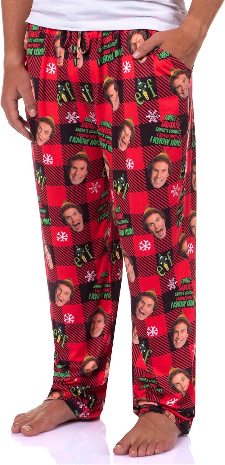 Elf The Movie Men's Santa's Coming! Christmas Tossed Sleep Pajama Pants For Adults